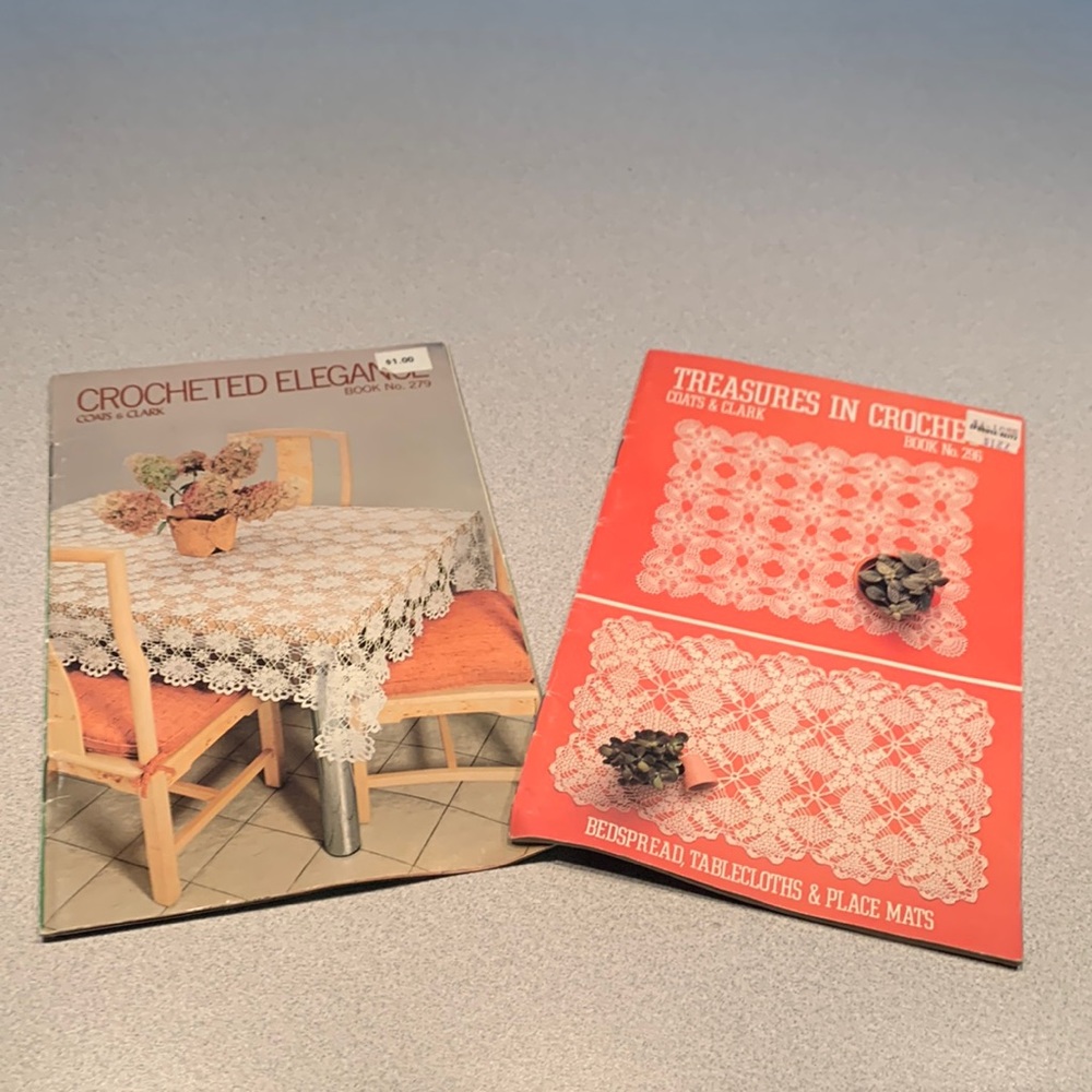 Vtg Coats & Clark Book #279 and 296 Bedspread, Tablecloth and Placemats patterns